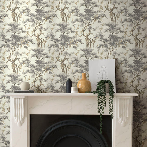 Harewood Grey Luxury Chinoiserie Wallpaper