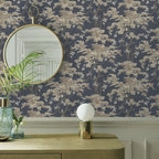 Harewood Navy Blue Luxury Chinoiserie Wallpaper