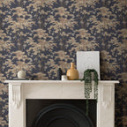 Harewood Navy Blue Luxury Chinoiserie Wallpaper