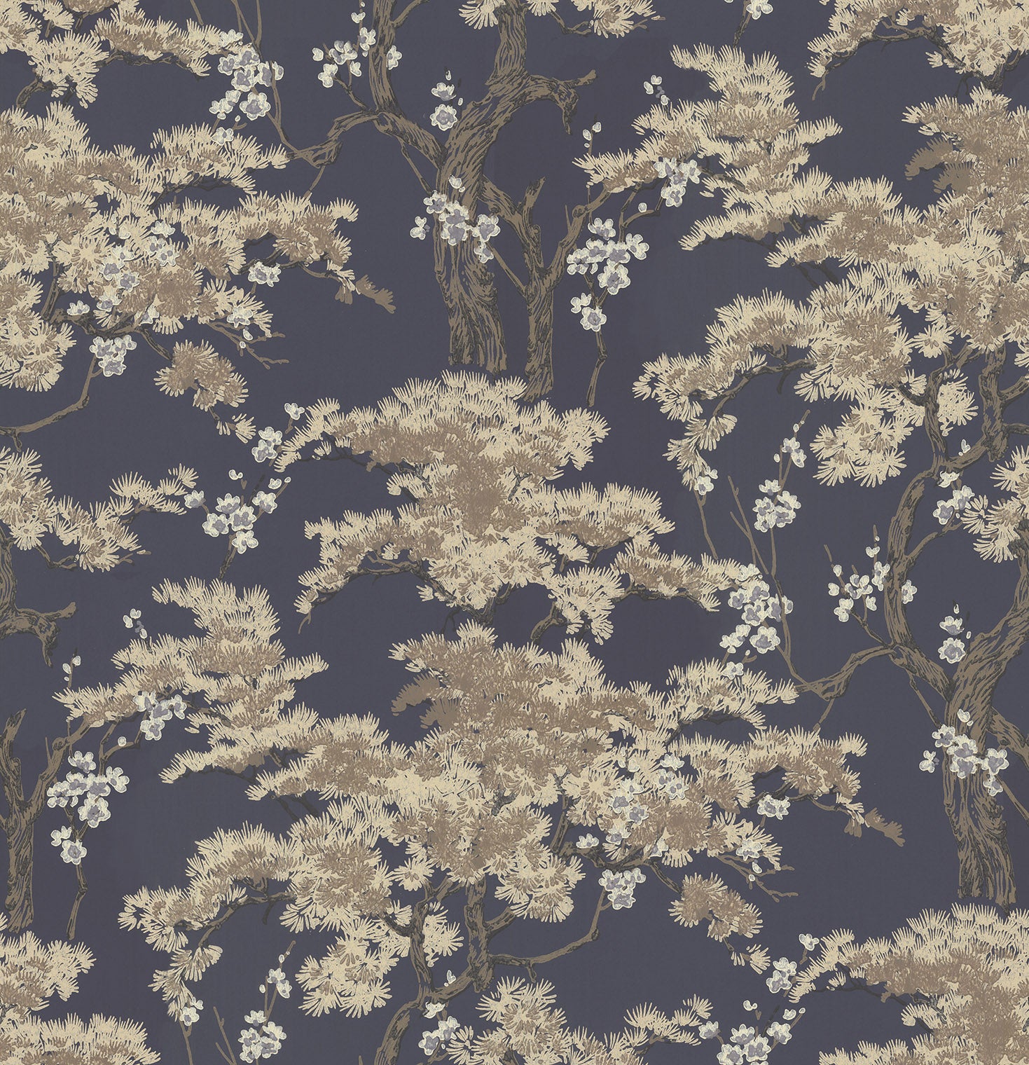 Harewood Navy Blue Luxury Chinoiserie Wallpaper