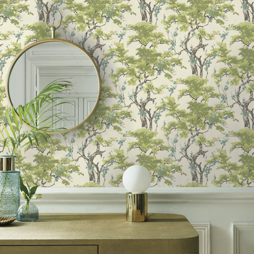 Harewood Lime Green Luxury Chinoiserie Wallpaper