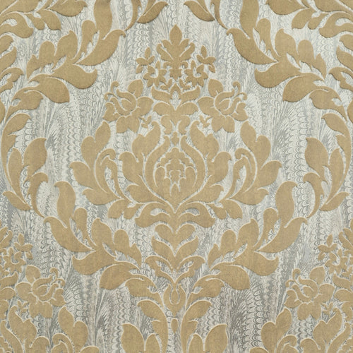 Faversham Natural Gold Luxury Flock Wallpaper