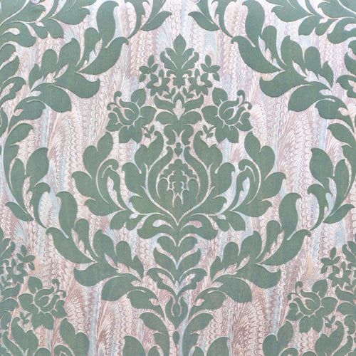Faversham Seafoam Green Luxury Flock Wallpaper