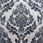 Faversham Charcoal Black Luxury Flock Wallpaper