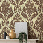Faversham Moss Green Luxury Flock Wallpaper