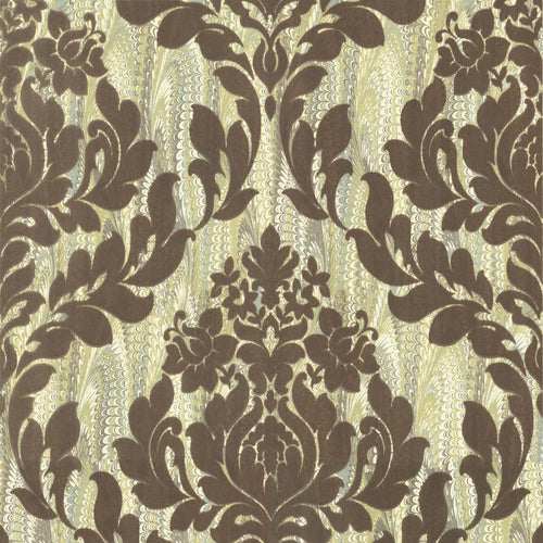 Faversham Moss Green Luxury Flock Wallpaper