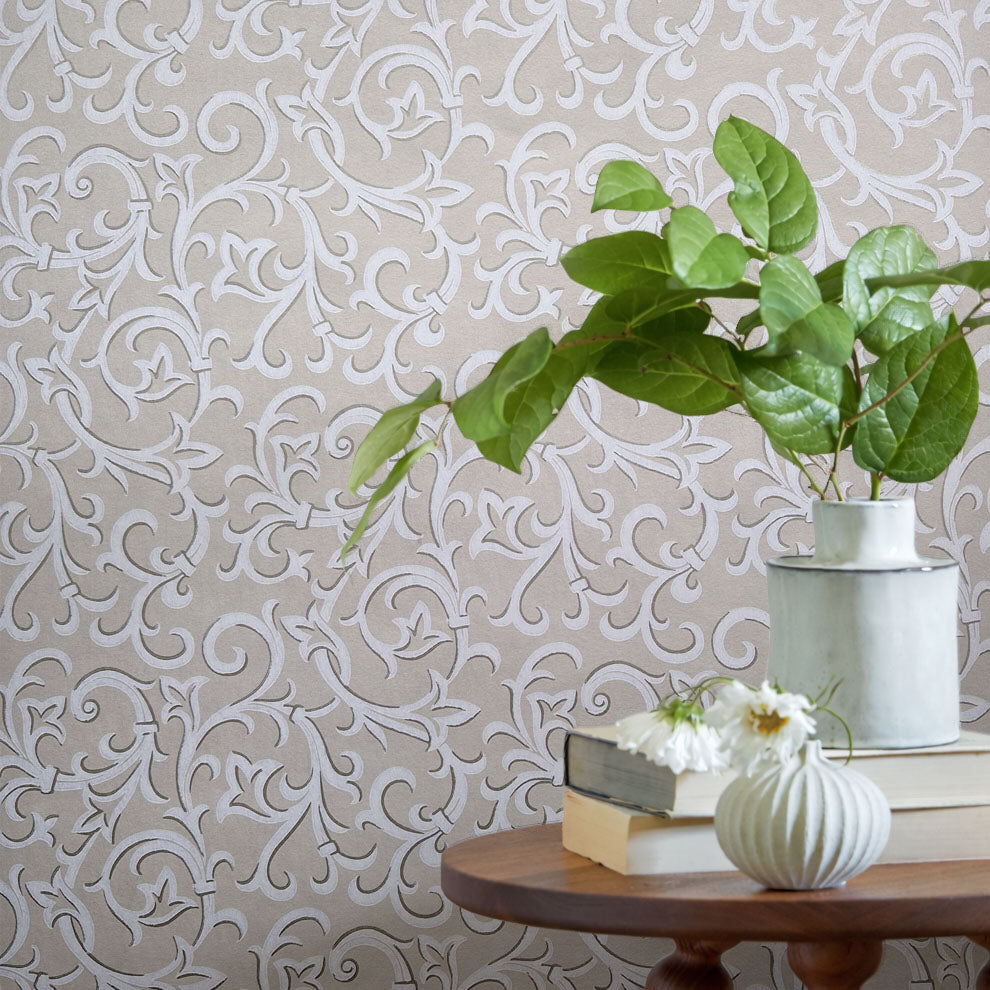 Brodsworth Natural Luxury Patterned Wallpaper