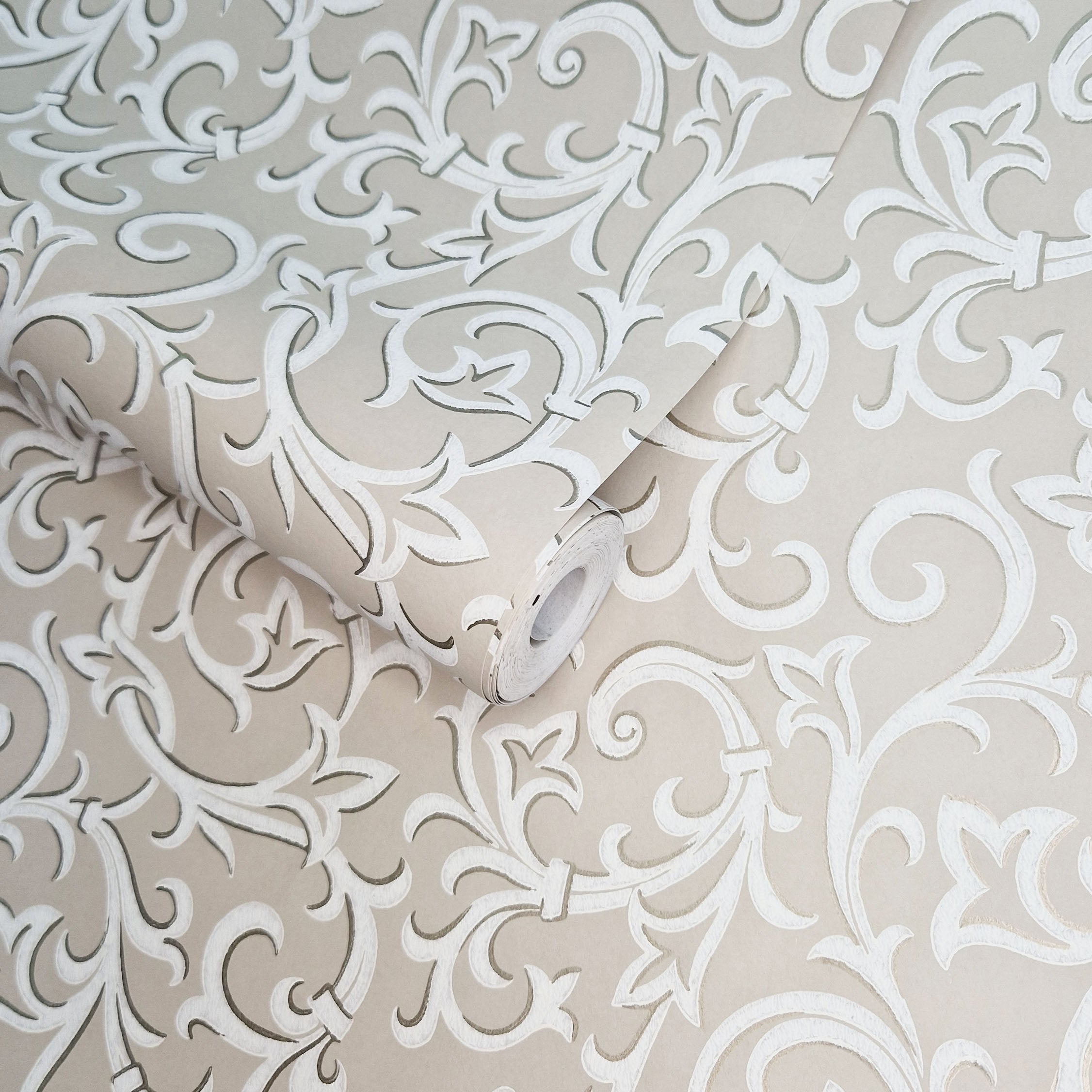 Brodsworth Natural Luxury Patterned Wallpaper