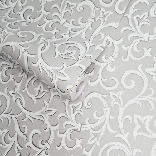 Brodsworth Grey Luxury Patterned Wallpaper