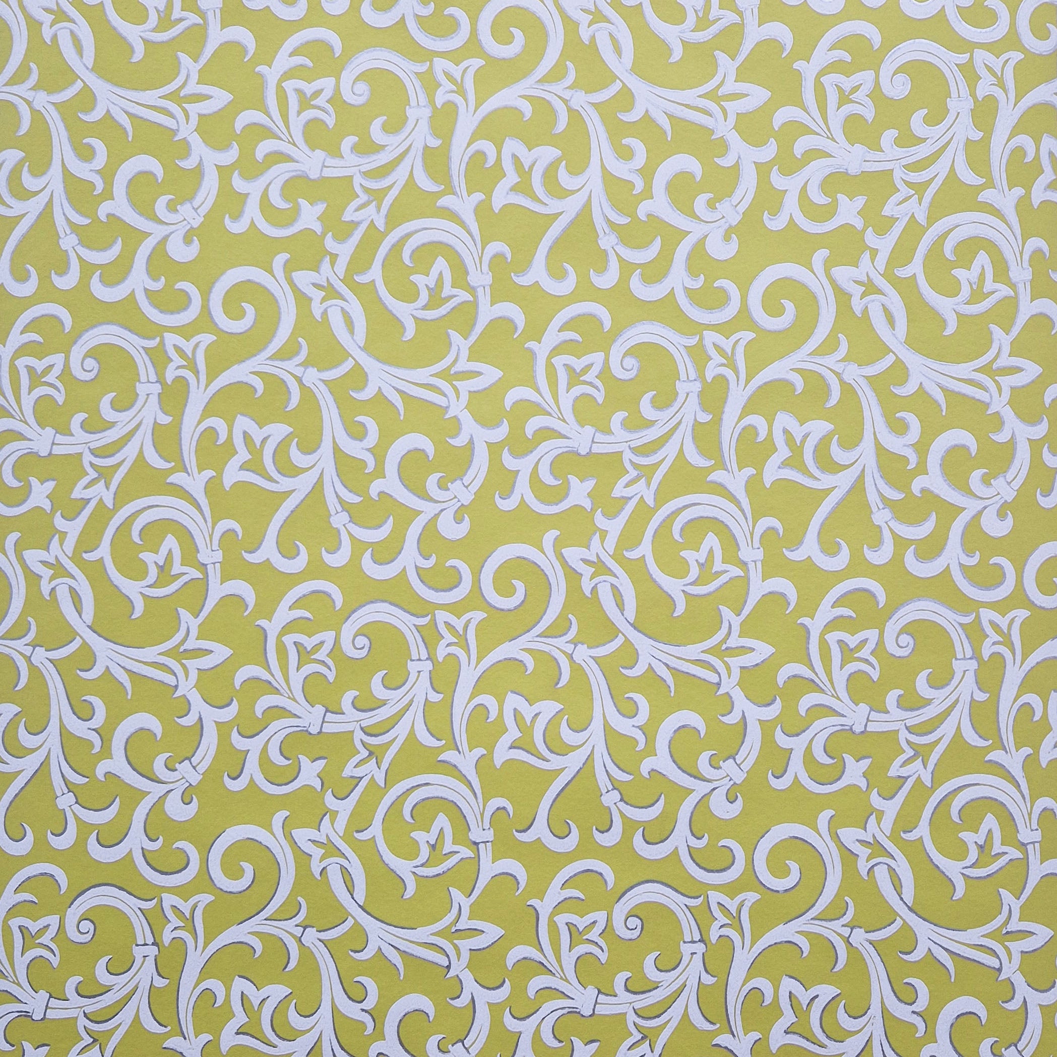 Brodsworth Lime Green Luxury Patterned Wallpaper