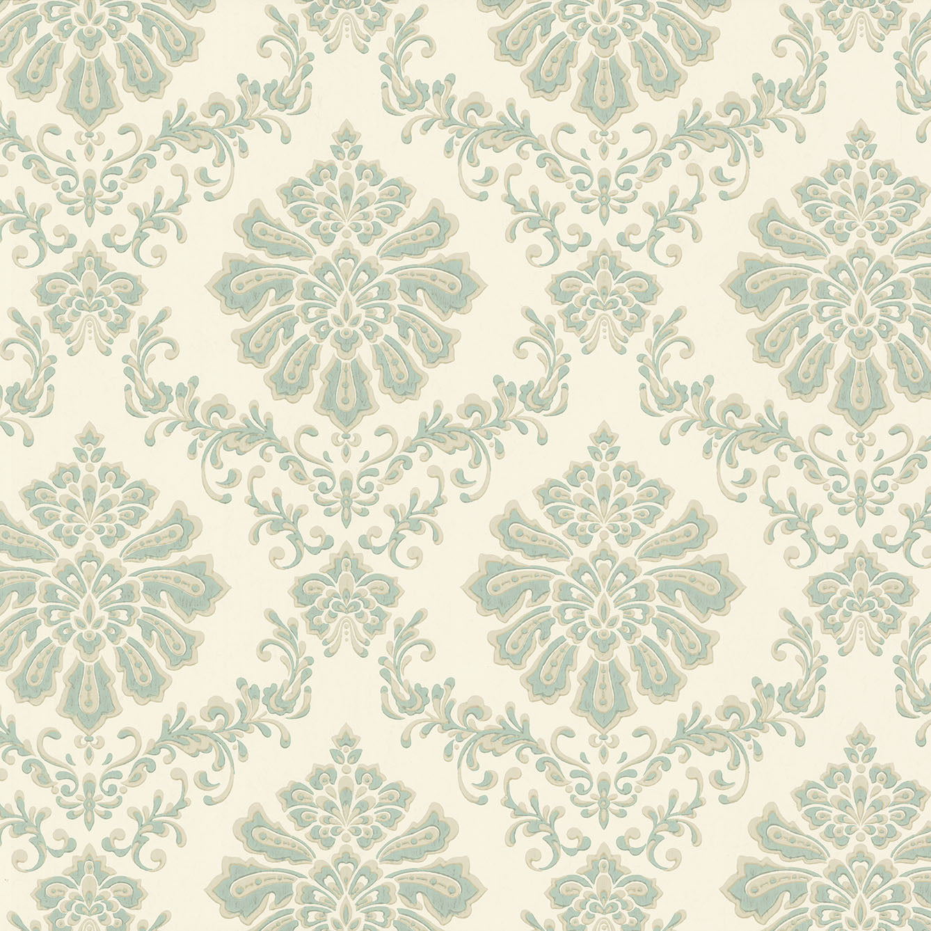 Broughton Seafoam Green Luxury Damask Wallpaper