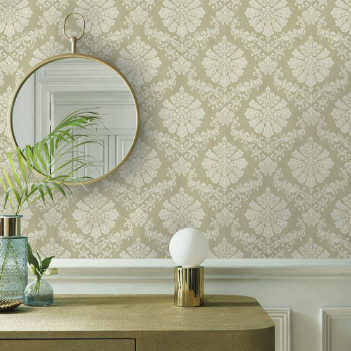 Broughton Gold Metallic Luxury Damask Wallpaper