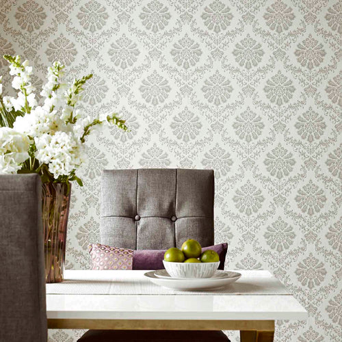 Broughton Grey Luxury Damask Wallpaper