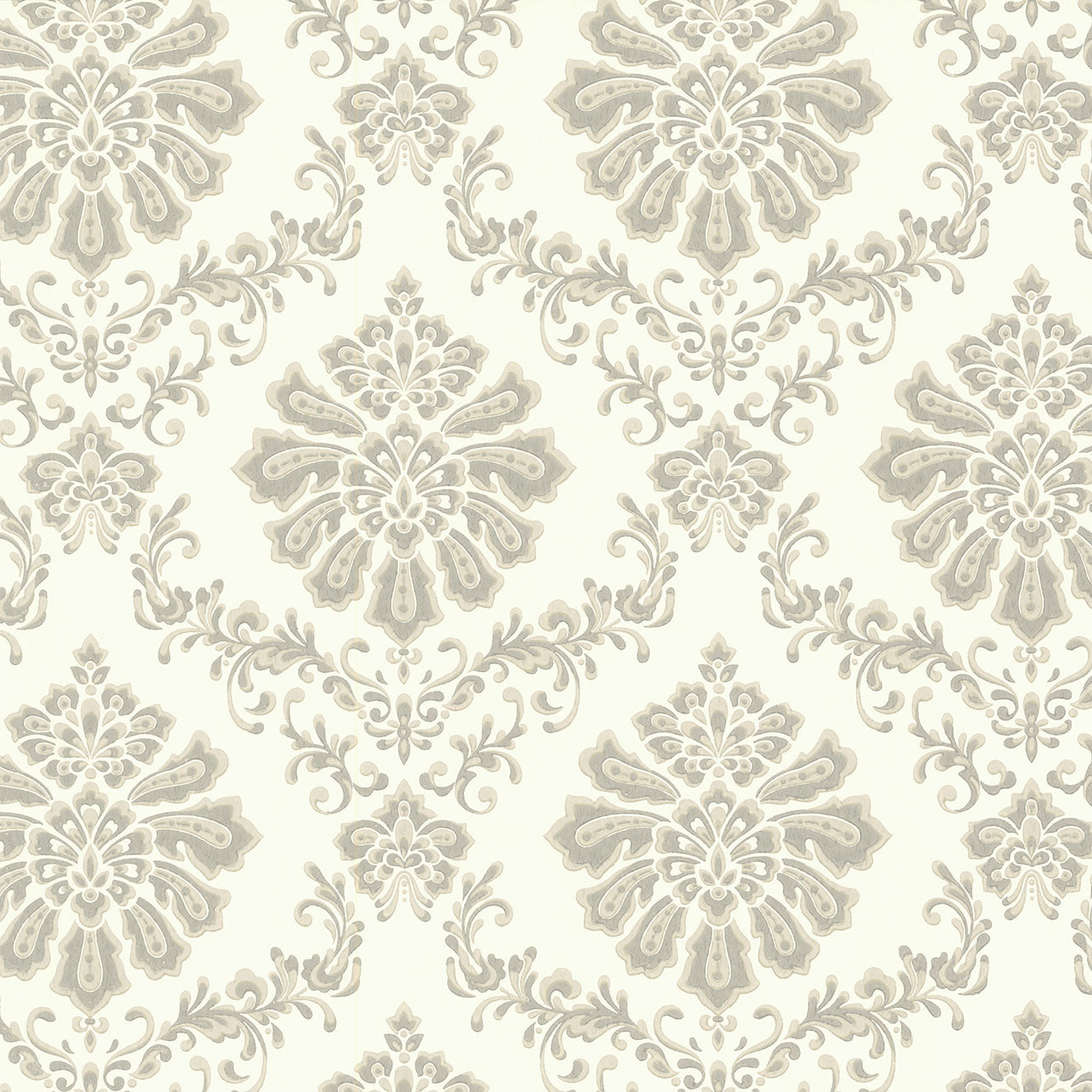 Broughton Grey Luxury Damask Wallpaper