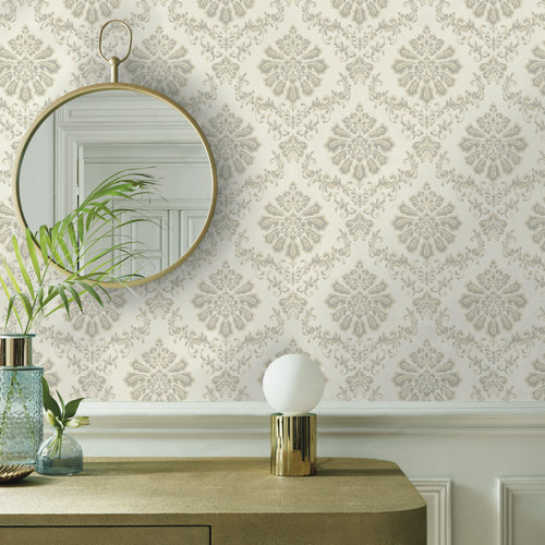 Broughton Grey Luxury Damask Wallpaper