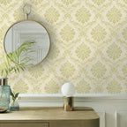 Broughton Lime Green Luxury Damask Wallpaper