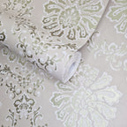 Broughton Taupe Natural Luxury Damask Wallpaper