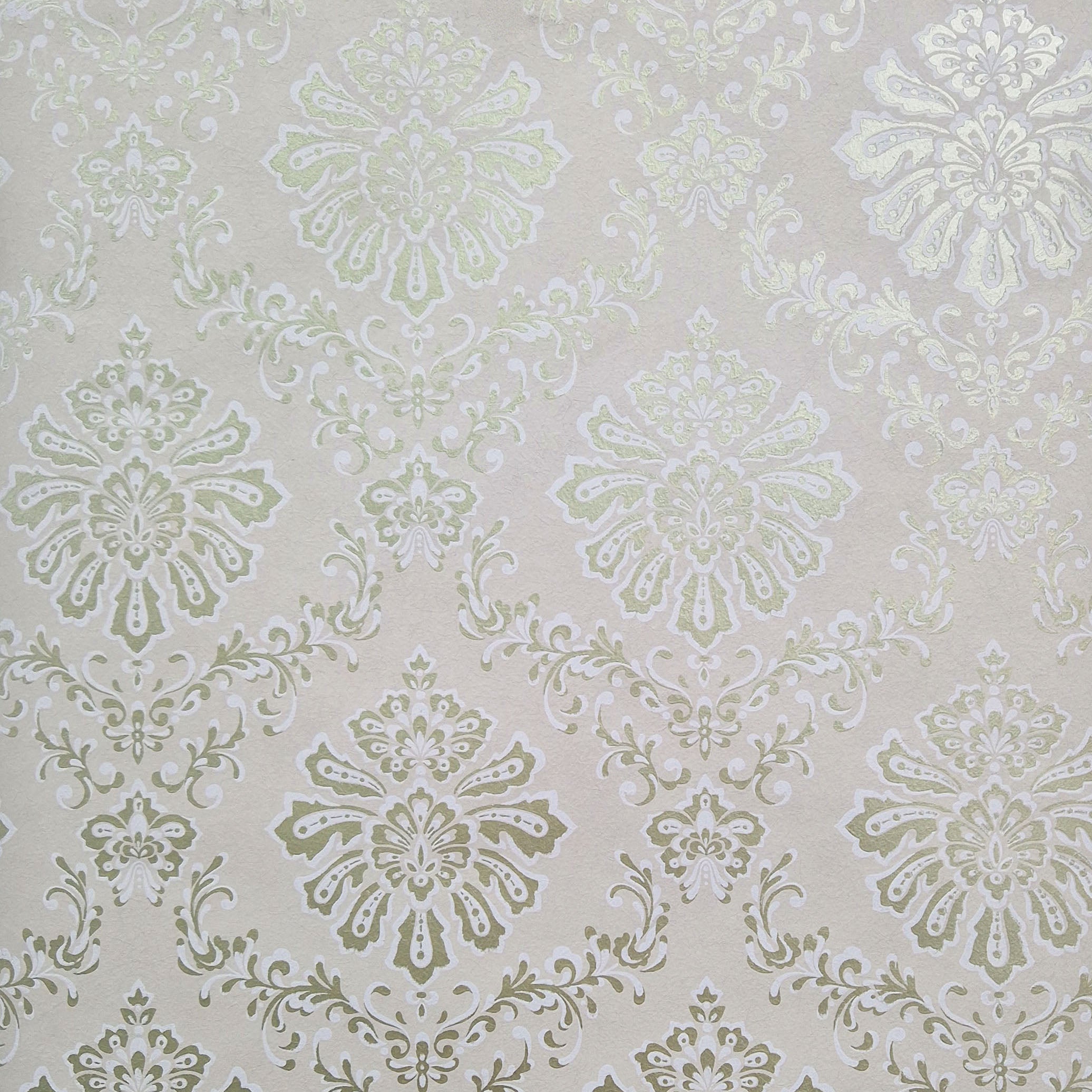 Broughton Taupe Natural Luxury Damask Wallpaper