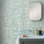 Avington Duck Egg Blue Luxury Moire Wallpaper