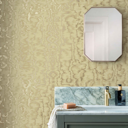 Avington Gold Luxury Moire Wallpaper