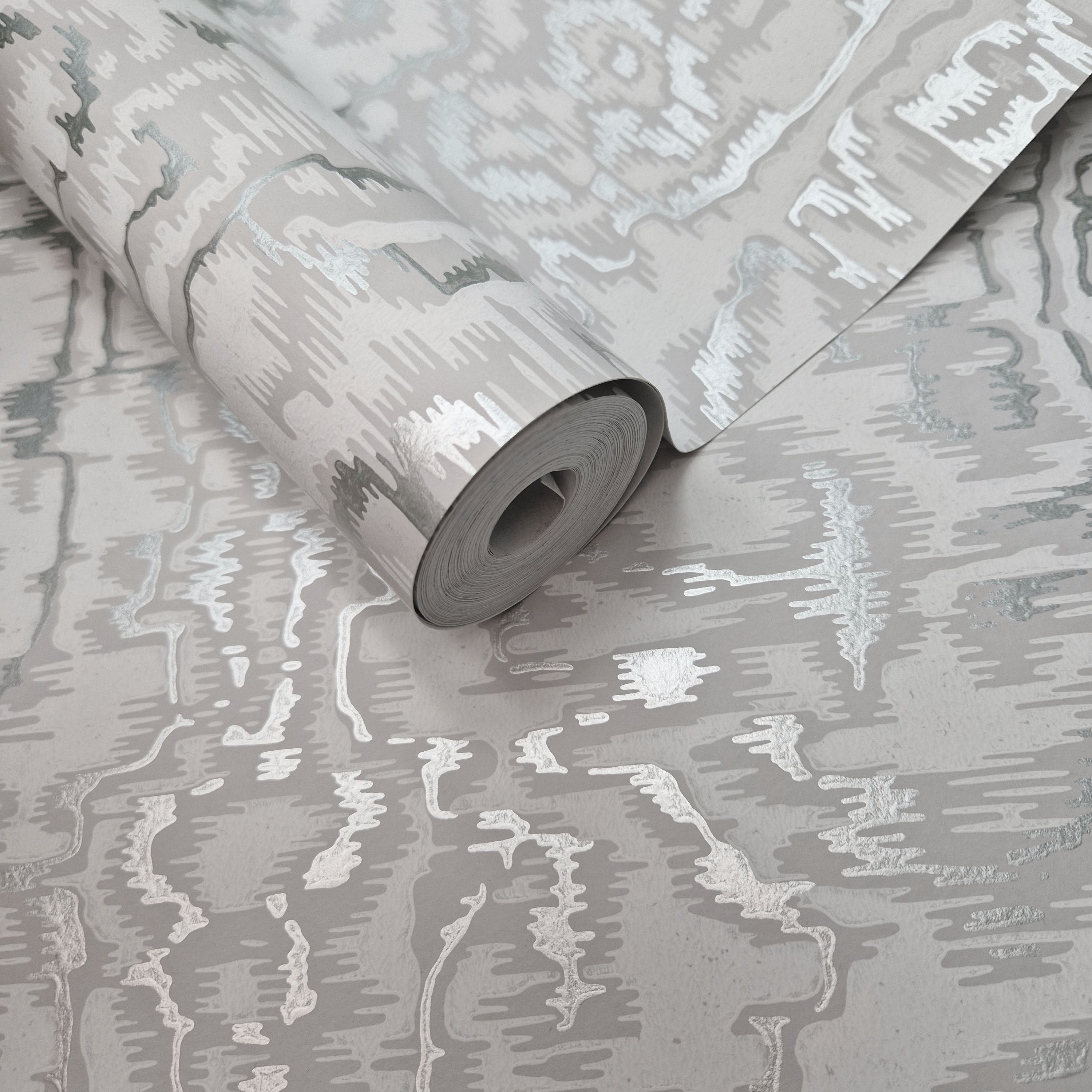 Avington Grey Luxury Moire Wallpaper
