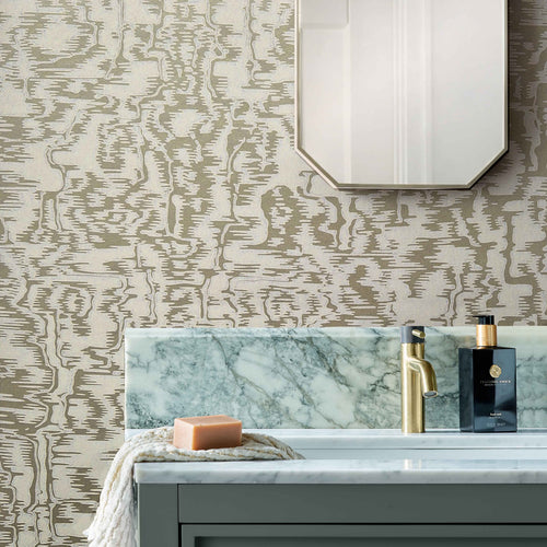 Avington Soft Gold Luxury Moire Wallpaper