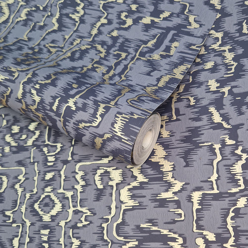 Avington Navy Blue Luxury Moire Wallpaper