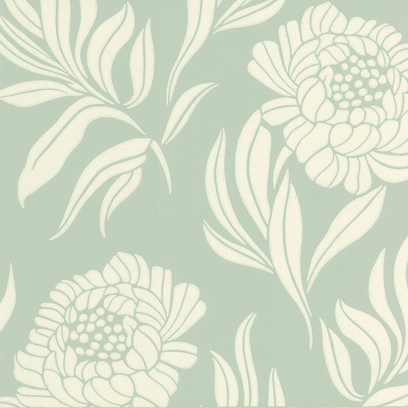 Chatsworth Duck Egg Blue Luxury Floral Wallpaper