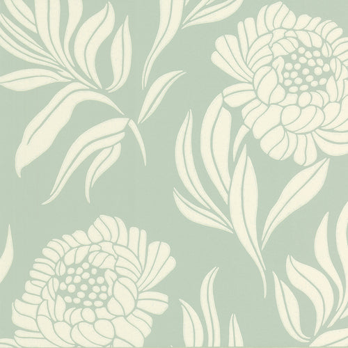 Chatsworth Duck Egg Blue Luxury Floral Wallpaper