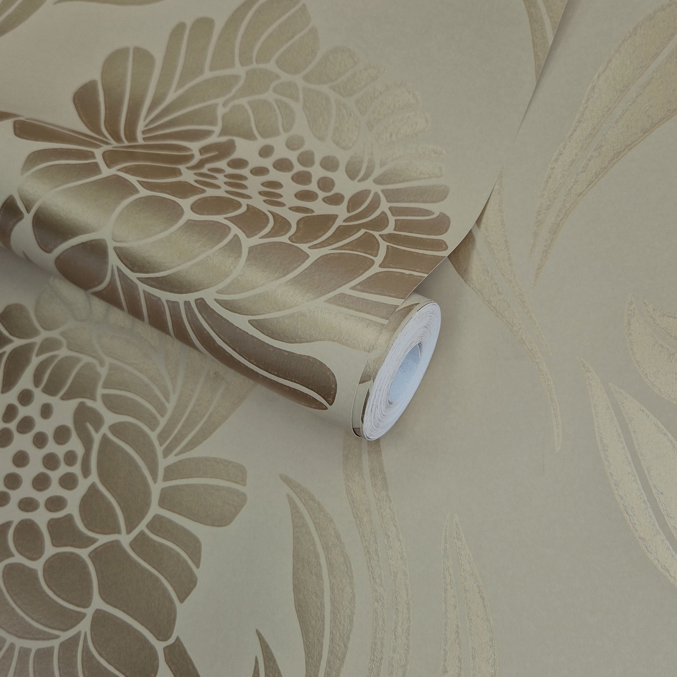 Chatsworth Gold Luxury Floral Wallpaper