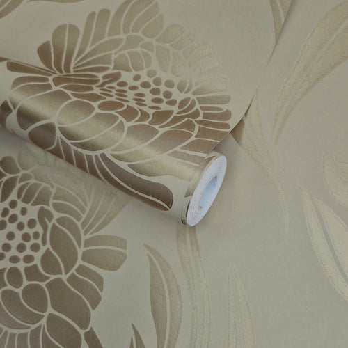 Chatsworth Gold Luxury Floral Wallpaper