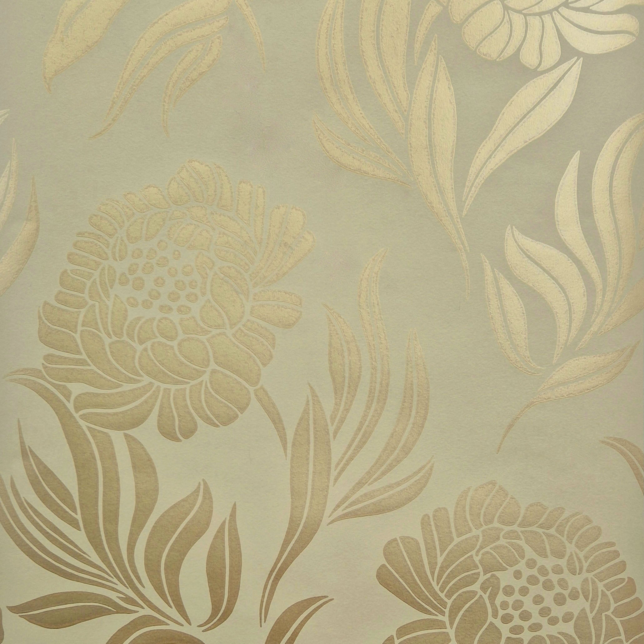 Chatsworth Gold Luxury Floral Wallpaper