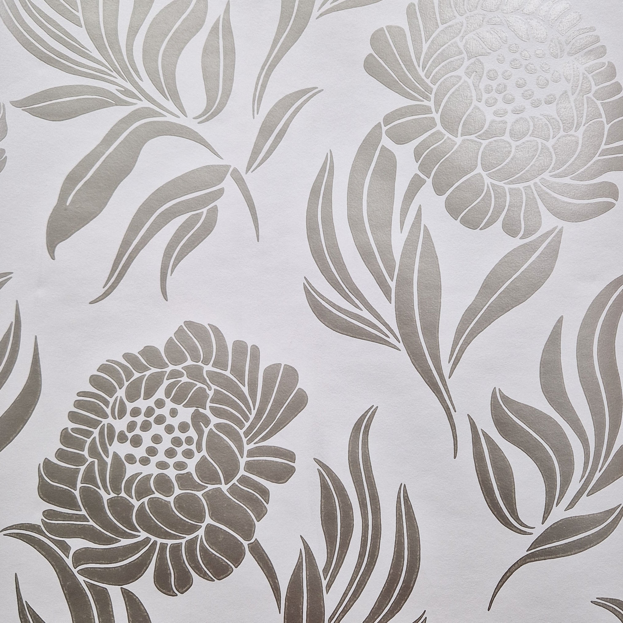 Chatsworth Ivory Cream and Metallic Luxury Floral Wallpaper