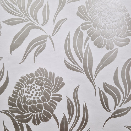 Chatsworth Ivory Cream and Metallic Luxury Floral Wallpaper