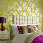 Chatsworth Lime Green Luxury Floral Wallpaper