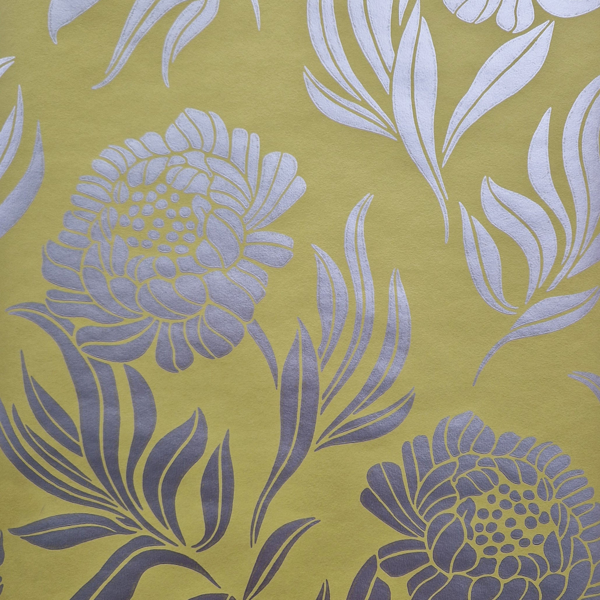 Chatsworth Lime Green Luxury Floral Wallpaper