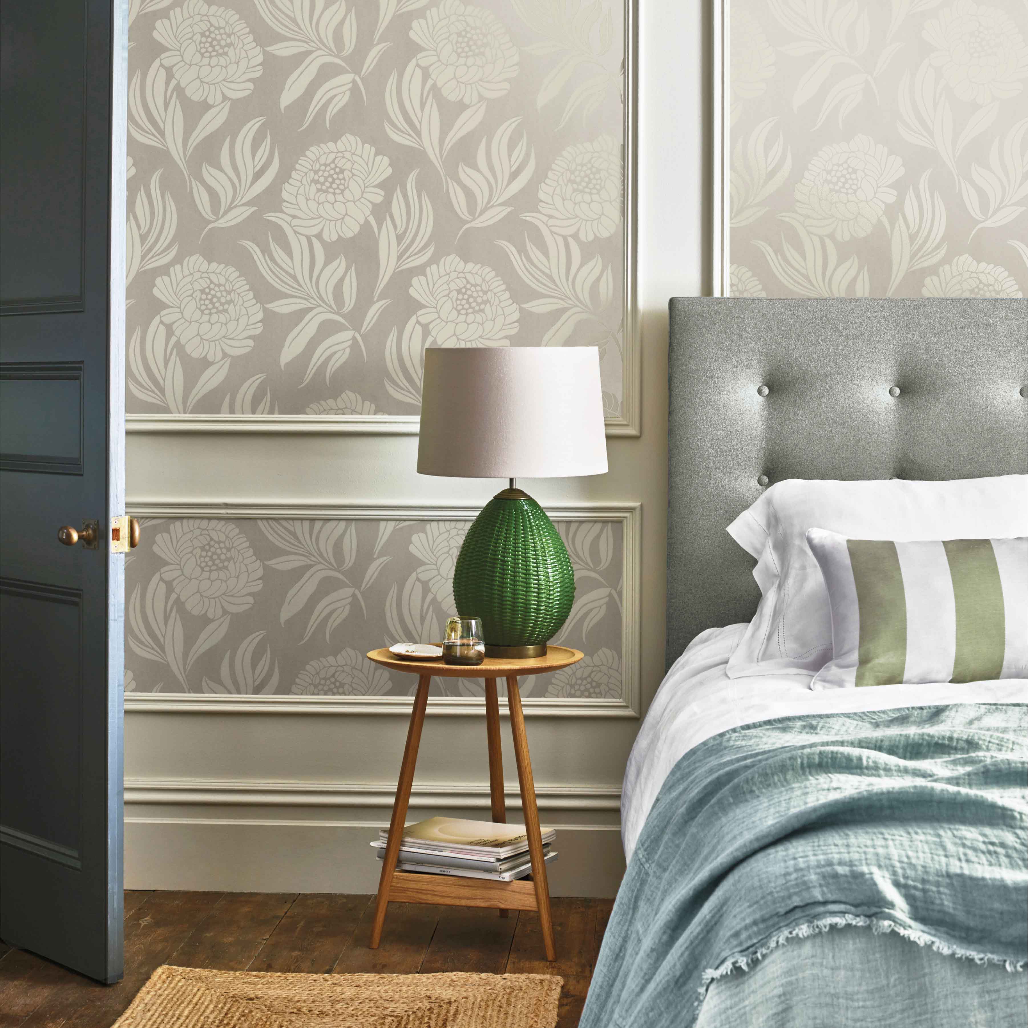 Chatsworth Taupe Metallic Luxury Floral Wallpaper