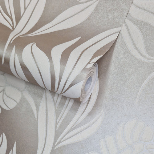 Chatsworth Taupe Metallic Luxury Floral Wallpaper