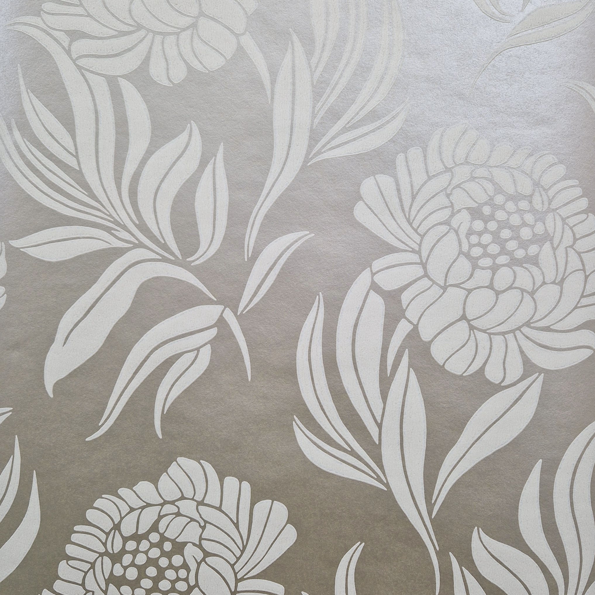 Chatsworth Taupe Metallic Luxury Floral Wallpaper