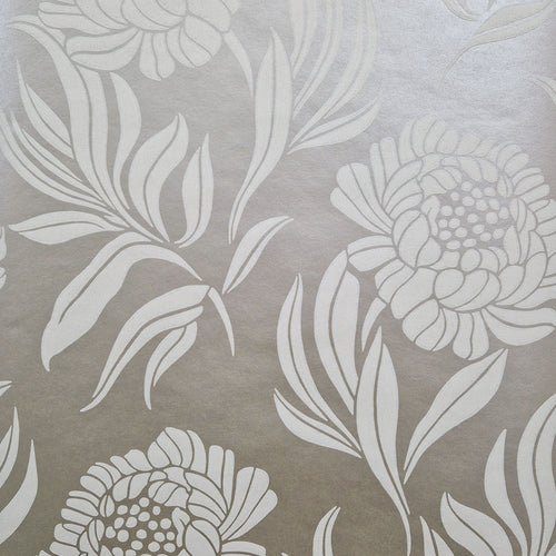 Chatsworth Taupe Metallic Luxury Floral Wallpaper