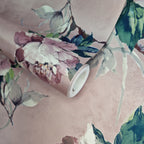 Madama Butterfly Blush Pink Luxury Floral Wallpaper