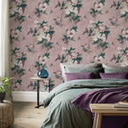 Madama Butterfly Blush Pink Luxury Floral Wallpaper
