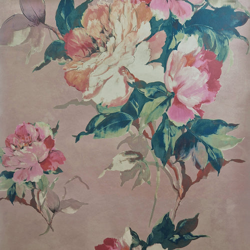 Madama Butterfly Coral Rose Gold Luxury Floral Wallpaper