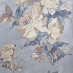 Madama Butterfly Denim Blue Luxury Floral Wallpaper