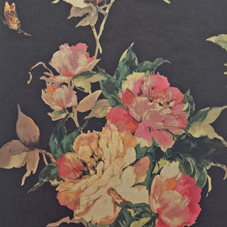 Madama Butterfly Ebony Black Luxury Floral Wallpaper