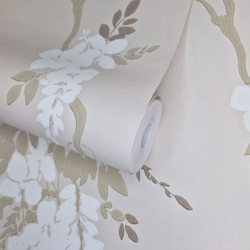 Leonora Ivory Neutral Luxury Floral Wallpaper