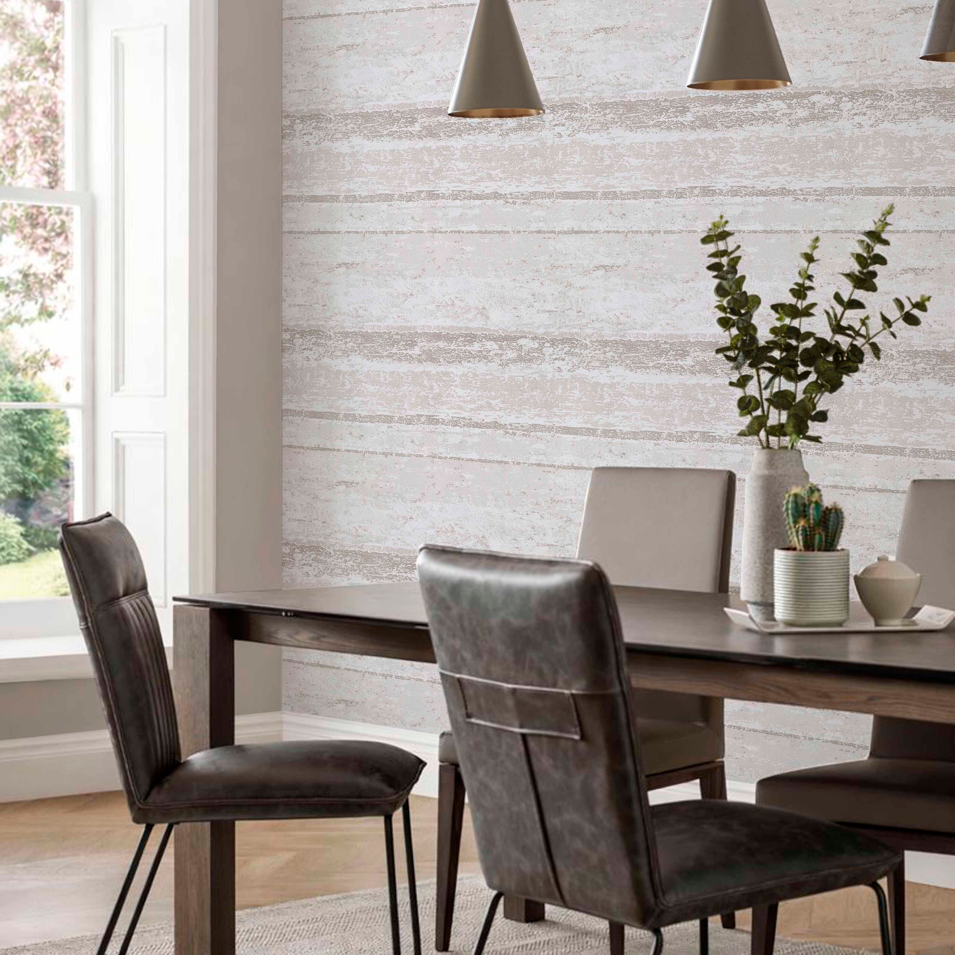 Linea Ivory Neutral Luxury Striped Wallpaper