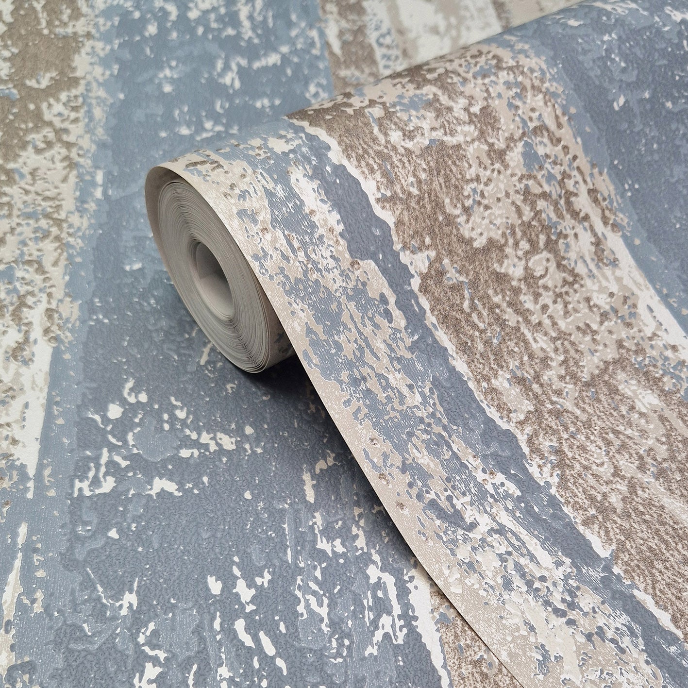 Linea Denim Blue Grey Luxury Striped Wallpaper