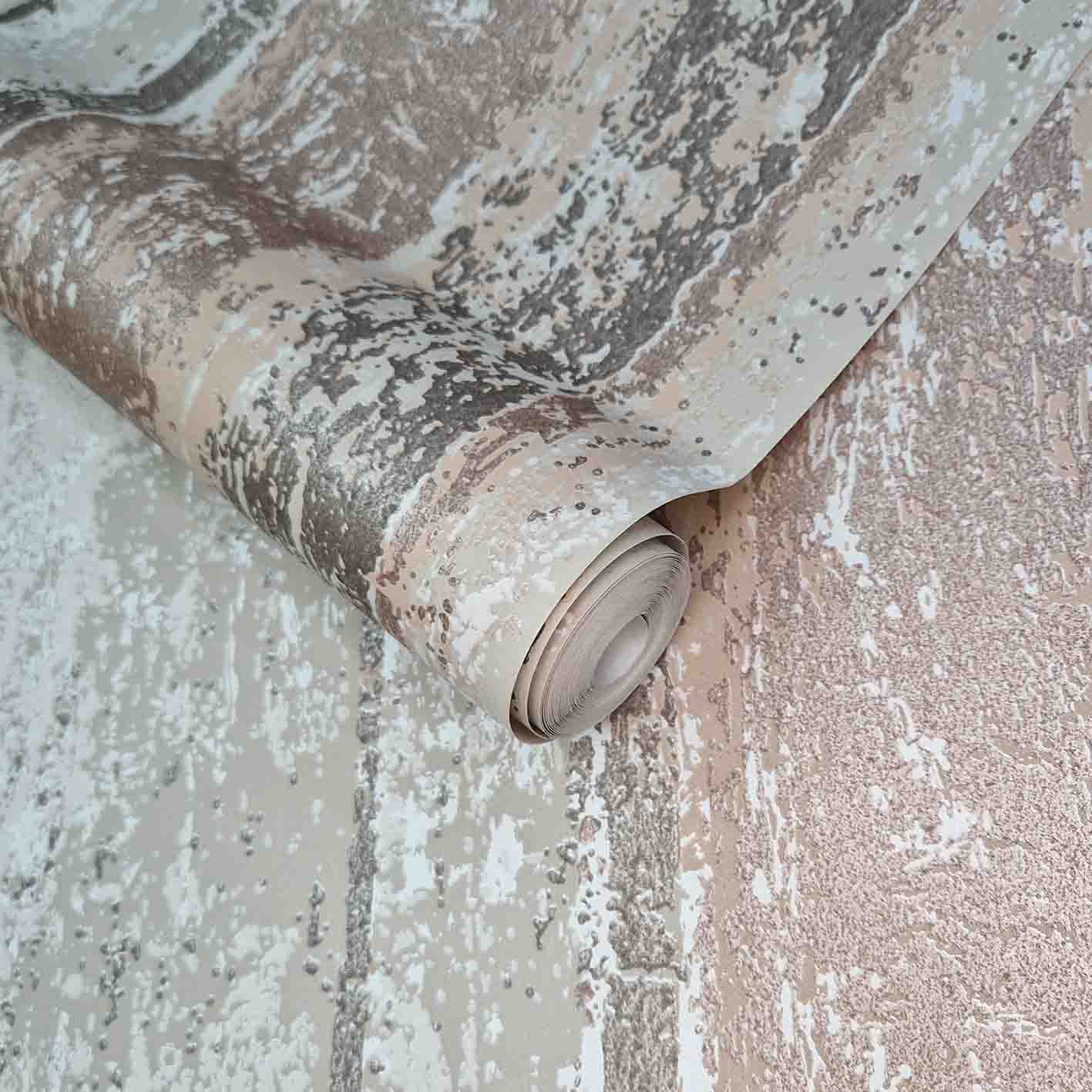 Linea Coral Copper Luxury Striped Wallpaper