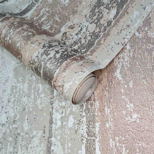 Linea Coral Copper Luxury Striped Wallpaper